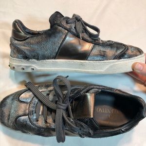 Valentino Rockstud Accents Ponyhair Sneakers size 38